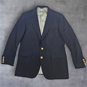 Polo‎ University Ralph Lauren Navy Blue Blazer Gold Buttons Career Size 41R Q77